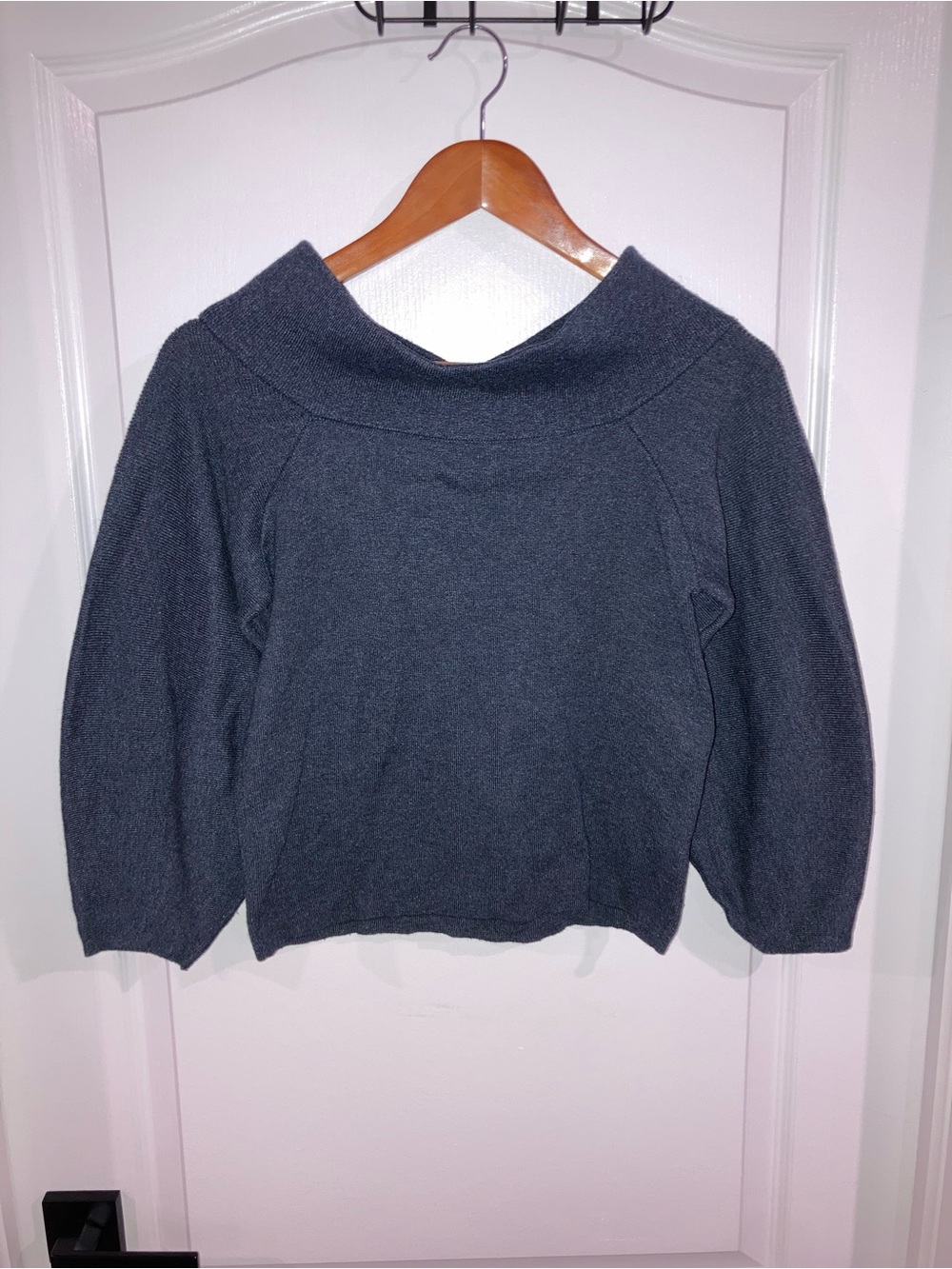 H&M Dark Gray Boat Neck (Off the Shoulder) Sweater - size XS